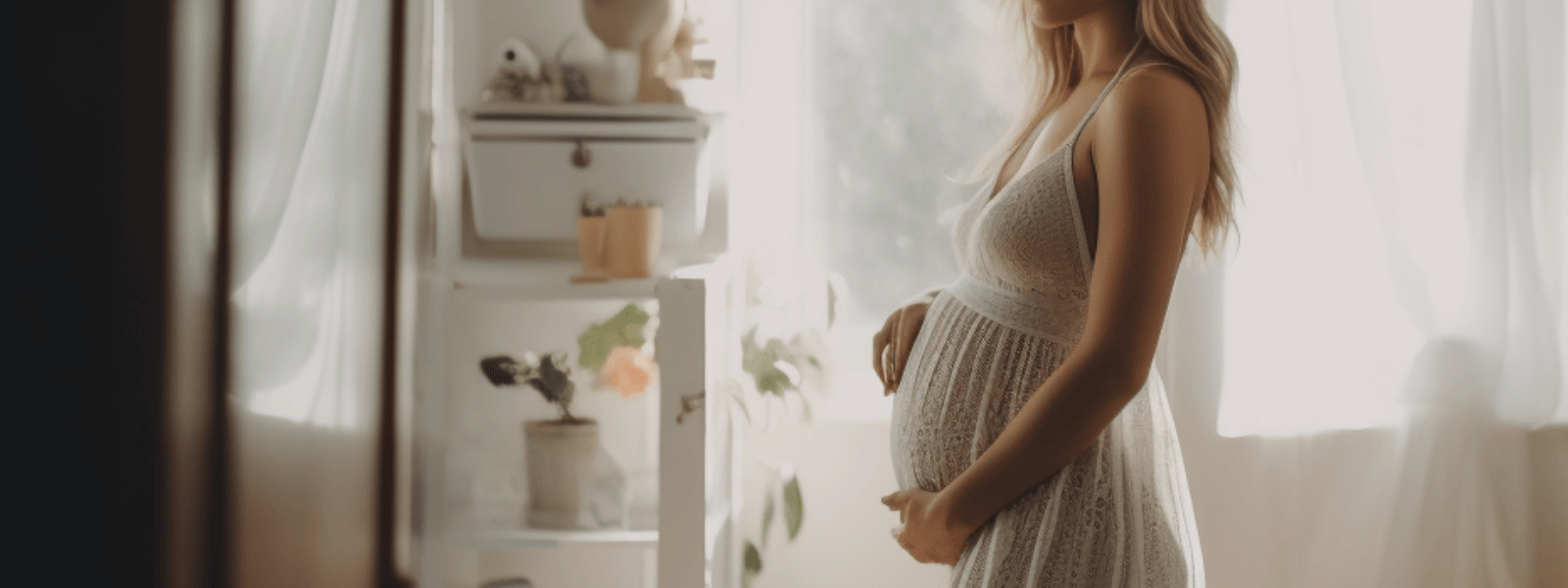 Pregnant woman holding belly